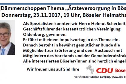 2017-11-23 Einladung Dämmerschoppen Ärzteversorgung